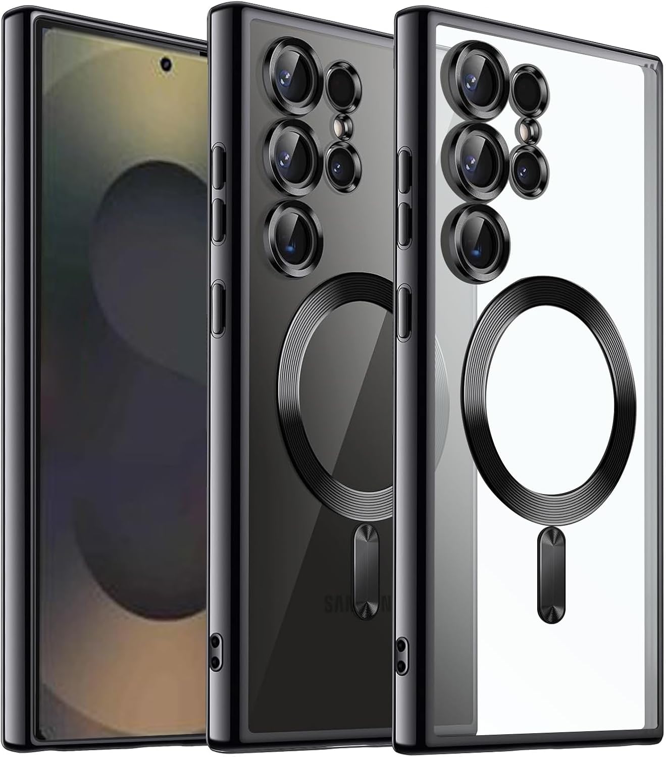 For Samsung Galaxy S24 S25 Ultra Plus FE Edge MagSafe Magnetic Case with HaloLock Shockproof Scratch Resistant Back Clear Protective Cover For Samsung Galaxy S24 S25 Ultra Plus FE Edge MagSafe Magnetic Case with HaloLock Shockproof Scratch Resistant Back Clear Protective Cover